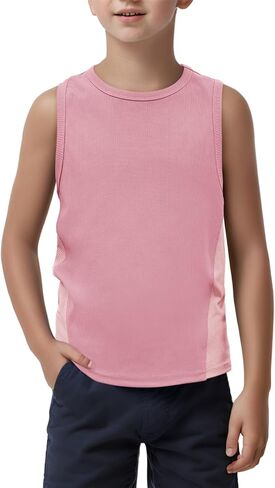 Haloumoning Boys Breathable Mesh Side Athletic Tank Tops Sleeveless Workout T-Shirts 5-14 Years in Saudi Arabia