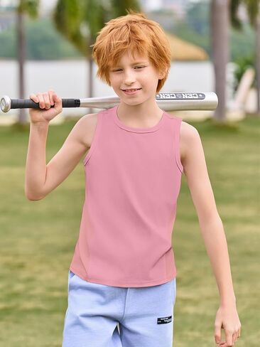 Haloumoning Boys Breathable Mesh Side Athletic Tank Tops Sleeveless Workout T-Shirts 5-14 Years in Saudi Arabia