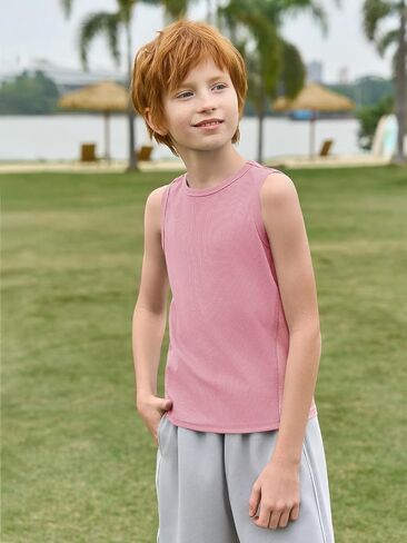 Haloumoning Boys Breathable Mesh Side Athletic Tank Tops Sleeveless Workout T-Shirts 5-14 Years in Saudi Arabia