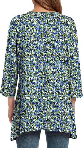OFEEFAN Tunic Tops for Women Loose Fit Dressy 3/4 Length Sleeve Womens Tops with Asymmetrical Hem S-4XL in Saudi Arabia