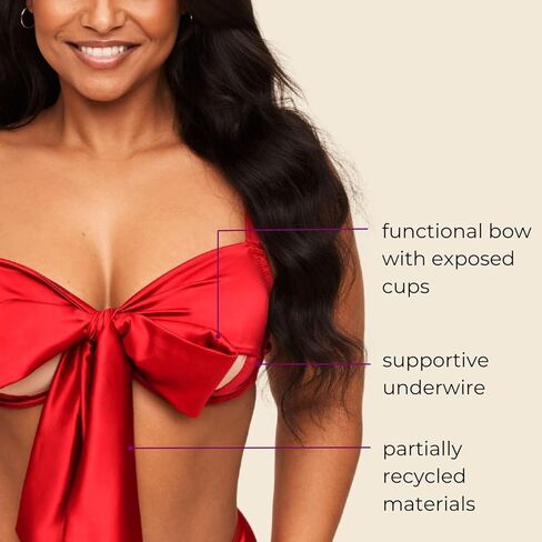 Adore Me Gynger Unlined Bow Bra - XS-4X Regular & Plus-Size Satin Balconette Bra with Underwire & Adjustable Straps in Kuwait