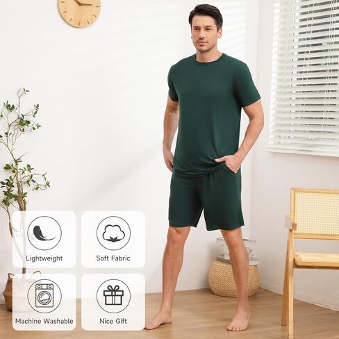 DG Hill Mens Pajamas مجموعة شورتات - سروال بيجاما سروال سروال سروال سروال سراويل PJS - Pajamas الصيفية بارد بنطلون قصير PJs لينة للرجال in Kuwait