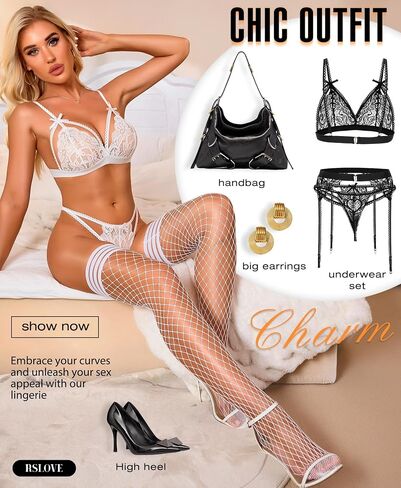 RSLOVE Fishnet Thigh High Stockings - Womens Fishnet Stockings Antiskid Silicone Stay Up Pantyhose Sexy Lingerie for Women in Saudi Arabia