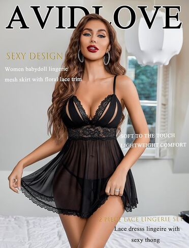 Avidlove مثير الدانتيل babydoll الملابس الداخلية للنساء الشبكة الشبكية ملابس نوم البرودة ملابس كيمياء ثوب النوم الغريبة in Kuwait