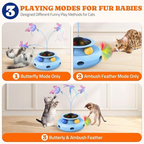 Interactive Cat Toy: 5 in 1 Automatic Cat Toy for Indoor Cats, Electric Kitten Toy with Rechargeable Battery, Self Play Kitty Toy with Fluttering Butterfly, Track Ball and Feather Pack, Pink in Kuwait