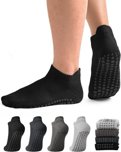 ACTINPUT Men's Non Slip Grip Yoga Socks, Anti Skid Grippy Socks for Pilates Barre Hospital Elderly Workout Home in Kuwait