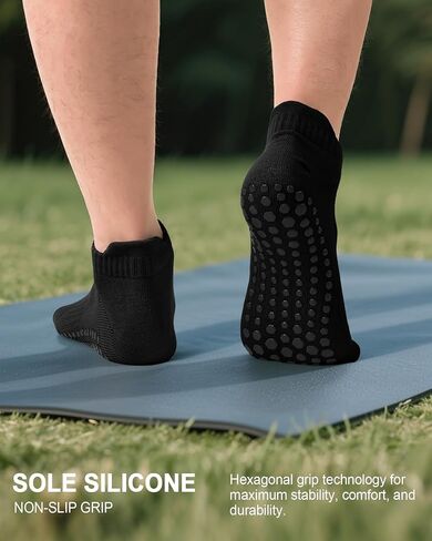 ACTINPUT Men's Non Slip Grip Yoga Socks, Anti Skid Grippy Socks for Pilates Barre Hospital Elderly Workout Home in Kuwait