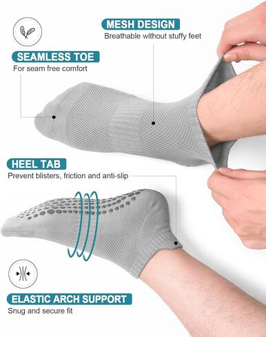 ACTINPUT Men's Non Slip Grip Yoga Socks, Anti Skid Grippy Socks for Pilates Barre Hospital Elderly Workout Home in Kuwait