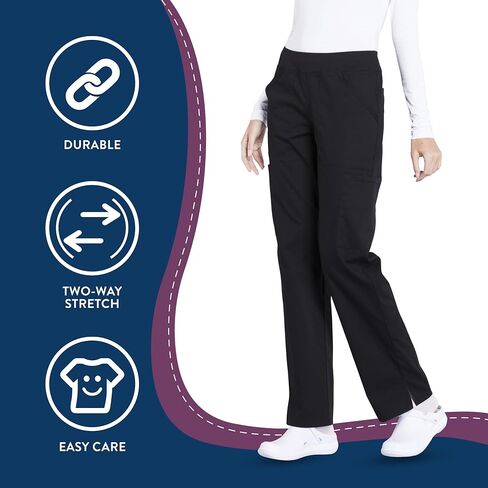 Cherokee Women's Scrub Pants Mid Rise Straight Leg Pull-on Cargo Pant with 6 Pockets & 2-Way Stretch Fabric - WW170 in Saudi Arabia