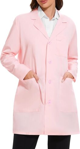 Fabrack Women's Professional Lab Coat 4-Button Long Sleeve Coat مع 3 جيوب ، XS-XXL in Kuwait