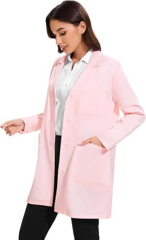 Fabrack Women's Professional Lab Coat 4-Button Long Sleeve Coat مع 3 جيوب ، XS-XXL in Kuwait
