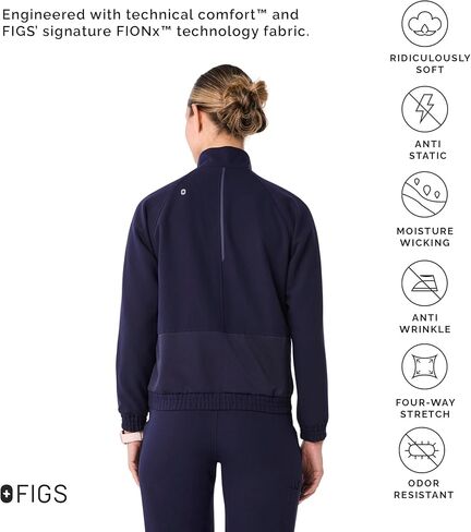FIGS Sydney Scrub Jacket for Women — 5 Pockets, Classic Fit, Mesh Lining, 4-Way Stretch Women’s Scrub Jacket in Kuwait