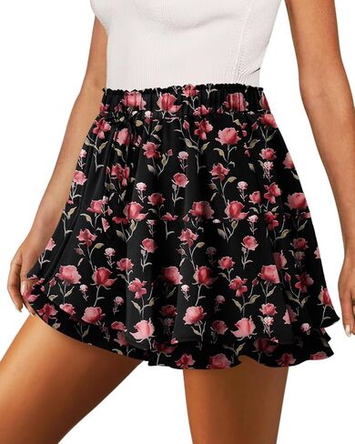 onlypuff Flowy Shorts for Women Chiffon Ruffle Skorts Mini Skirts for Teen Girls in Kuwait