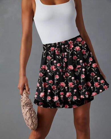 onlypuff Flowy Shorts for Women Chiffon Ruffle Skorts Mini Skirts for Teen Girls in Kuwait