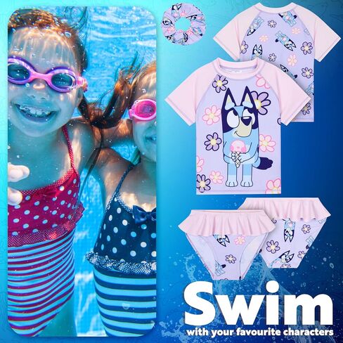 Bluey Girls Swimsuit Long Sleeve One Piece Bathing Suit or Rash Guard Kids Toddler in Saudi Arabia