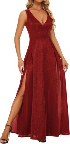 Formal Dress Elegant Evening Long Black Dress for Women Party V Neck High Slit Wedding Guest Dress in Kuwait