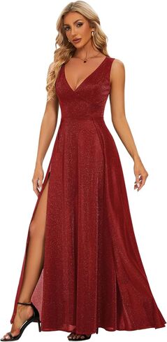 Formal Dress Elegant Evening Long Black Dress for Women Party V Neck High Slit Wedding Guest Dress in Kuwait