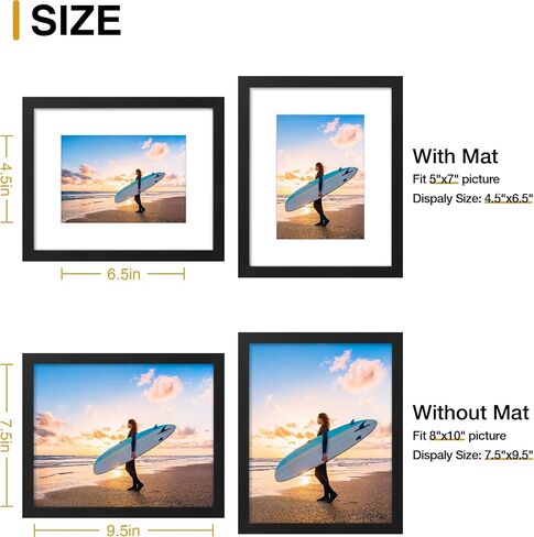 decorUhome 8x10 Picture Frame, Display Pictures 5x7 with Mat or 8x10 without Mat, Wall & Tabletop Display Photo Frame, Black, 1 Pack in Saudi Arabia