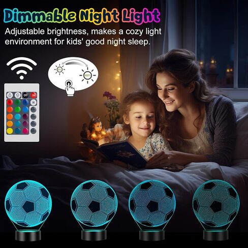 Linkax Soccer Gifts for Teens Boys Girls, School Supplies Soccer Ball 3D Illusion Lamp Kids Night Light, Toys for Ages 8-13, Back to School Present, 6 7 8 9 10 11 12 Year Old Birthday Gifts Room Decor in Saudi Arabia