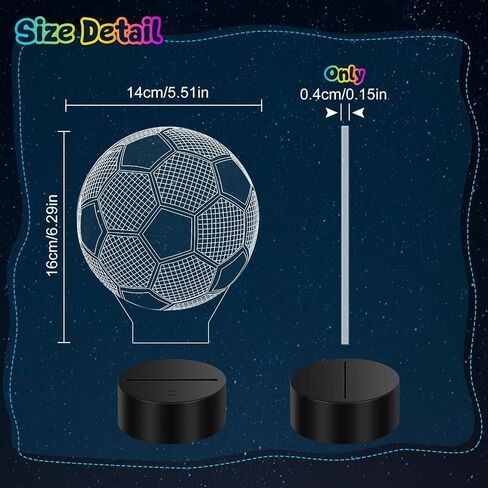 Linkax Soccer Gifts for Teens Boys Girls, School Supplies Soccer Ball 3D Illusion Lamp Kids Night Light, Toys for Ages 8-13, Back to School Present, 6 7 8 9 10 11 12 Year Old Birthday Gifts Room Decor in Saudi Arabia
