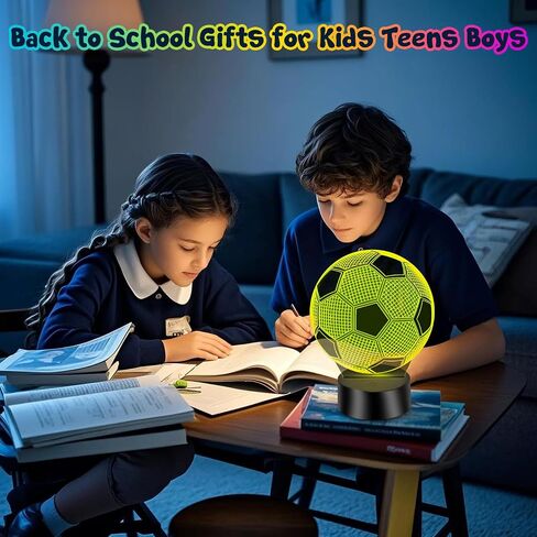 Linkax Soccer Gifts for Teens Boys Girls, School Supplies Soccer Ball 3D Illusion Lamp Kids Night Light, Toys for Ages 8-13, Back to School Present, 6 7 8 9 10 11 12 Year Old Birthday Gifts Room Decor in Saudi Arabia