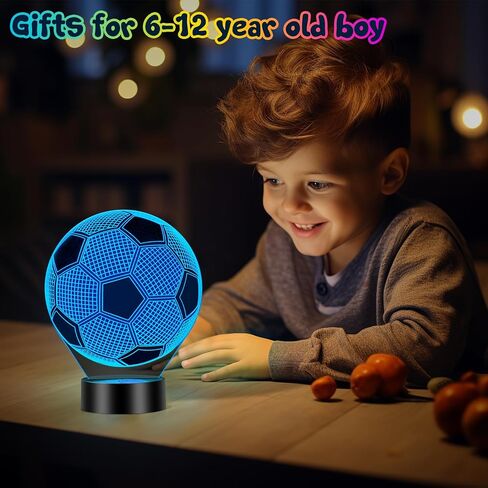 Linkax Soccer Gifts for Teens Boys Girls, School Supplies Soccer Ball 3D Illusion Lamp Kids Night Light, Toys for Ages 8-13, Back to School Present, 6 7 8 9 10 11 12 Year Old Birthday Gifts Room Decor in Saudi Arabia