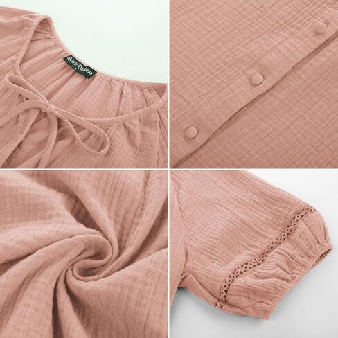Scarlet Darkness Peasant Blouses for Women Puff Sleeve Top Button Down Boho Casual Renaissance Shirt in Saudi Arabia