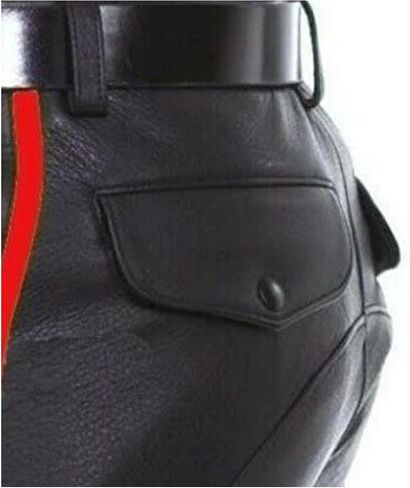 SOMTHRON Men's PU Leather Shorts Striped Sexy Rave Hot Shorts Straight Leg Club Party Short Pants with Pockets in Saudi Arabia