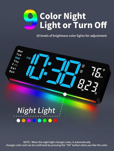 Mashi Digital Wall Clock ، 16 "عرض رقمي كبير مع التحكم عن بعد ، وساعة الحائط التلقائية مع ضوء ليلي ، ديست ، أسبوع التاريخ ، مؤقت لغرفة المعيشة ، غرفة النوم ، ديكور ، هدية للمسنين in Kuwait
