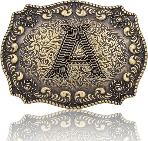 Btilasif Belt Buckles Men Western Cowboy Initial Letters ABCDJMR Mens Texas Rodeo Belt Buckle for Boys Girls in Kuwait