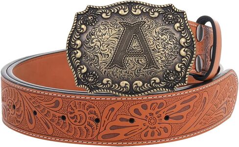 Btilasif Belt Buckles Men Western Cowboy Initial Letters ABCDJMR Mens Texas Rodeo Belt Buckle for Boys Girls in Kuwait
