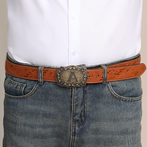Btilasif Belt Buckles Men Western Cowboy Initial Letters ABCDJMR Mens Texas Rodeo Belt Buckle for Boys Girls in Kuwait