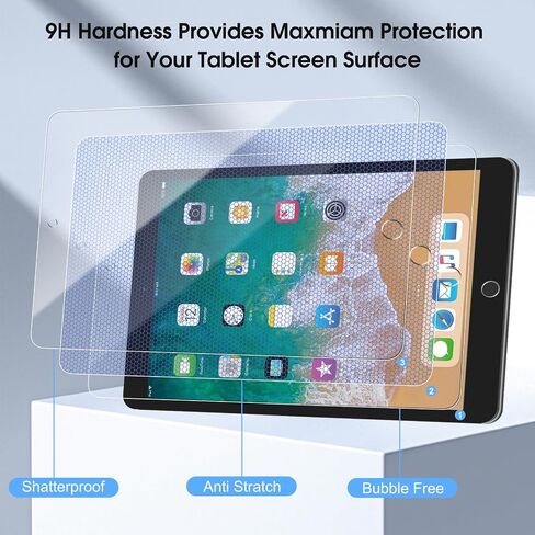 Qularlans 2 Pack Screen Protector Compatible with iPad 9th 8th 7th Generation 10.2 Inch, 9H Hardness HD Screen Tempered Glass Film Guard in Saudi Arabia