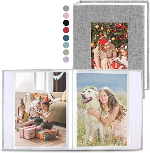 vivinin 2 Pack Photo Album 4x6, Linen Cover Photo Book, Small Photo Album Book for 36 Pockets Hold 72 Pictures, Picture Book for Photos Family Anniversaries Baby Vacations（Gray in Saudi Arabia
