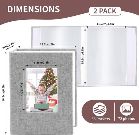 vivinin 2 Pack Photo Album 4x6, Linen Cover Photo Book, Small Photo Album Book for 36 Pockets Hold 72 Pictures, Picture Book for Photos Family Anniversaries Baby Vacations（Gray in Saudi Arabia