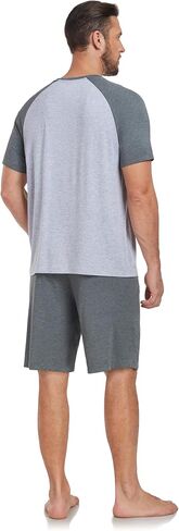 EA'S SECRET Men's Bamboo Rayon Pajama Sets Summer Lightweight Pajamas Soft Short Sleeve Lounge Sleepwear With Pocket in Saudi Arabia