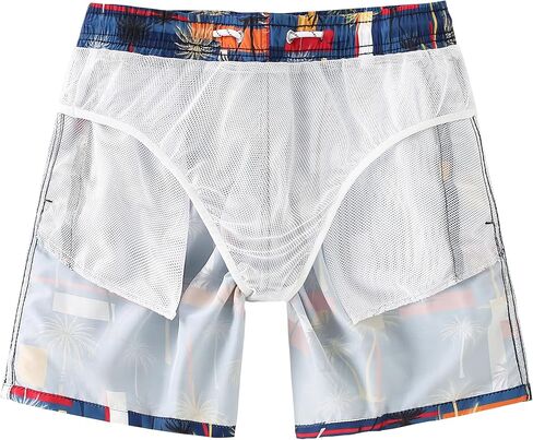AMIYAN Mens Swim Trunks Hawaiian Beach Shorts Quick Dry Board Shorts Bathing Suits Swimwear with Mesh Lining Pockets in Saudi Arabia