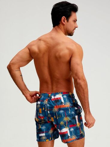 AMIYAN Mens Swim Trunks Hawaiian Beach Shorts Quick Dry Board Shorts Bathing Suits Swimwear with Mesh Lining Pockets in Saudi Arabia