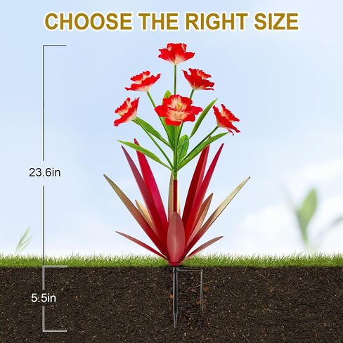 Homight Metal Agave Plant Outdoor Decoration Outdoor Garden Decoration Daffodils Flowers Mexican Yard Art Daffodils Flowers Decorative Garden Gift (2 Big red Daffodil) in Kuwait