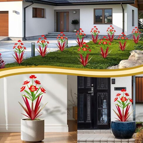 Homight Metal Agave Plant Outdoor Decoration Outdoor Garden Decoration Daffodils Flowers Mexican Yard Art Daffodils Flowers Decorative Garden Gift (2 Big red Daffodil) in Kuwait