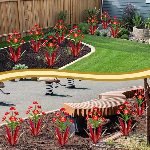 Homight Metal Agave Plant Outdoor Decoration Outdoor Garden Decoration Daffodils Flowers Mexican Yard Art Daffodils Flowers Decorative Garden Gift (2 Big red Daffodil) in Kuwait