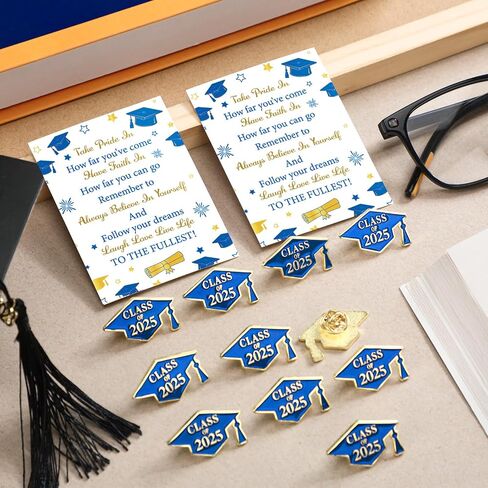 Tondiamo 30 Set Graduation Pins Bulk Class of 2025 Graduation Cap Badges Pins with Cards and Organza Bags Congrats 2025 Souvenir Gift for Student Teacher School in Saudi Arabia
