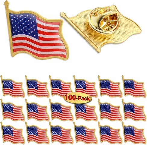 50/100/100/300PACK العلم الأمريكي دبابيس صاخبة للبصفقة بالجملة - الولايات المتحدة الأمريكية دبابيس شارة التذكارية الوطنية لليوم التذكاري للحفلة الوطنية in Kuwait