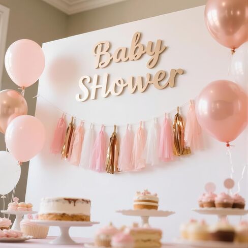 Rose Gold Peach White Pink Tassel Garland Banner, 20 Pack, Tassel Garland Party Decorations for Birthday, Boho Music Festival, Baby Shower,Bridal,Wedding in Kuwait