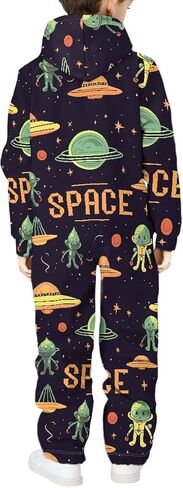 Kids 3D Galaxy Novelty Print Sky Graphic Jumpsuits Zip Up Hoodie One Piece Rompers Boys Girls in Kuwait