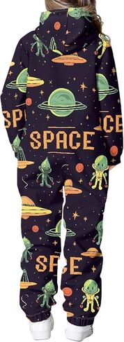 Kids 3D Galaxy Novelty Print Sky Graphic Jumpsuits Zip Up Hoodie One Piece Rompers Boys Girls in Kuwait