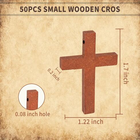 Hufopik 50 Pack Wooden Crosses, 1.2x1.7 Inches, Small Wooden Crosses for Crafts, Small Cross Pendant, Mini Cross, Easter Egg Fillers in Saudi Arabia
