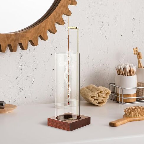 Incense Holder,Wooden Incense Holder for Sticks with 20 Incense Sticks, Anti-ash Incense Burner with Glass Ash Catcher for Meditation Yoga Spa Gift Home Decor in Kuwait
