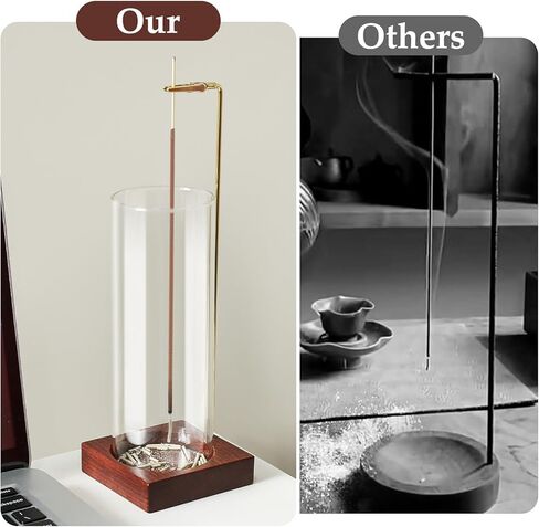 Incense Holder,Wooden Incense Holder for Sticks with 20 Incense Sticks, Anti-ash Incense Burner with Glass Ash Catcher for Meditation Yoga Spa Gift Home Decor in Kuwait
