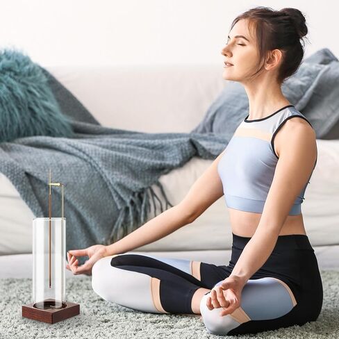 Incense Holder,Wooden Incense Holder for Sticks with 20 Incense Sticks, Anti-ash Incense Burner with Glass Ash Catcher for Meditation Yoga Spa Gift Home Decor in Kuwait